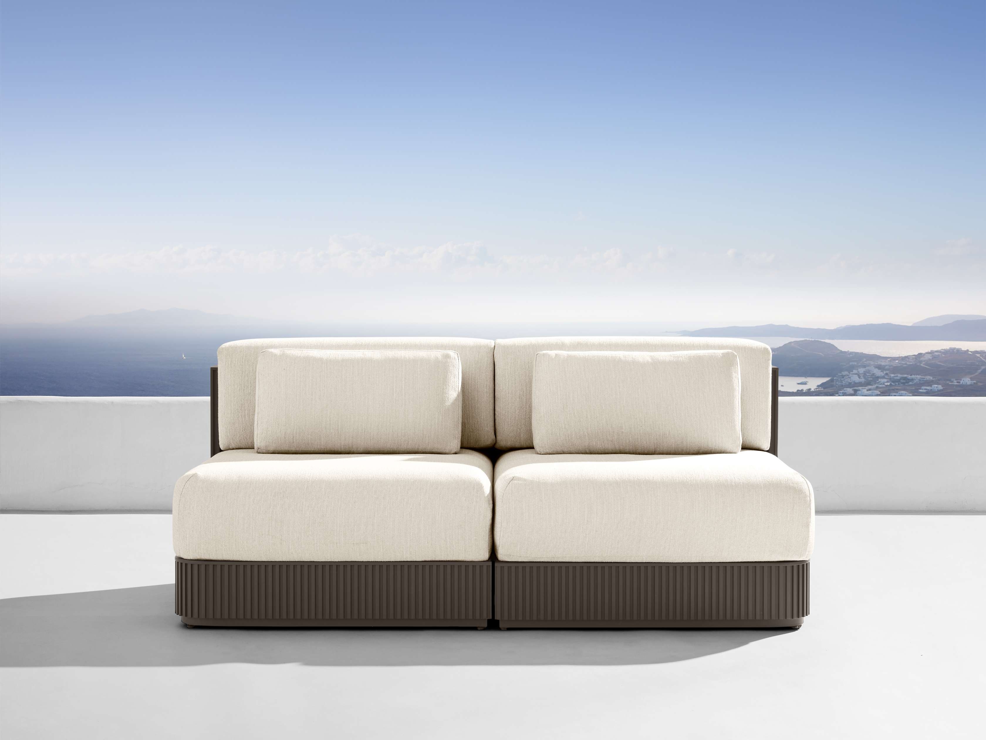 Beaumont Outdoor Two-Piece Modular Sofa Aluminum in Gray  Twilly Pearl - Image 0