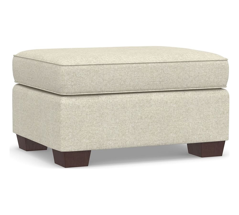 PB Comfort Upholstered Storage Ottoman, Box Edge Memory Foam Cushions, Performance Heathered Basketweave Alabaster White - Image 0
