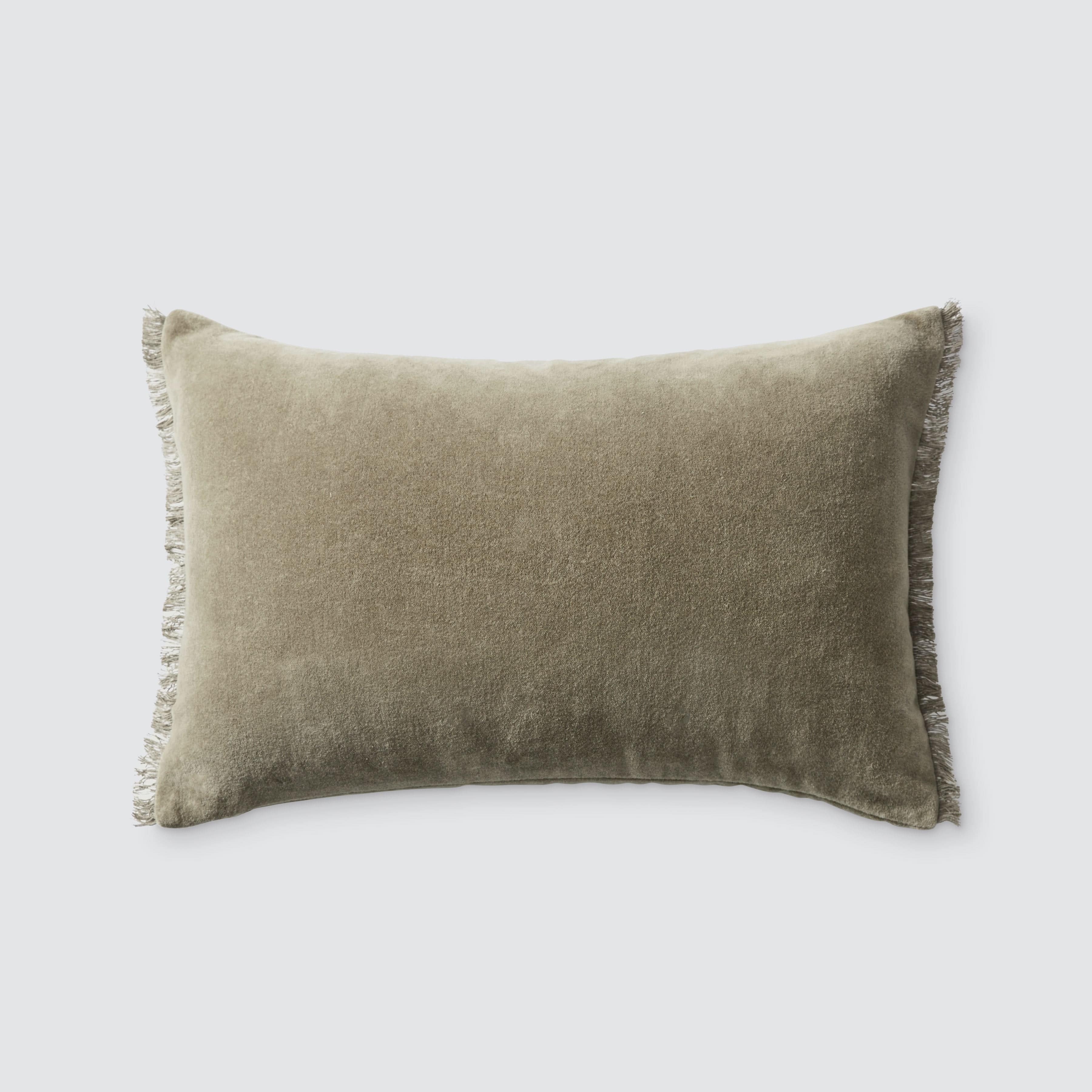 The Citizenry Naveta Velvet | Small Lumbar Pillow | 12" x 20" | moss - Image 0