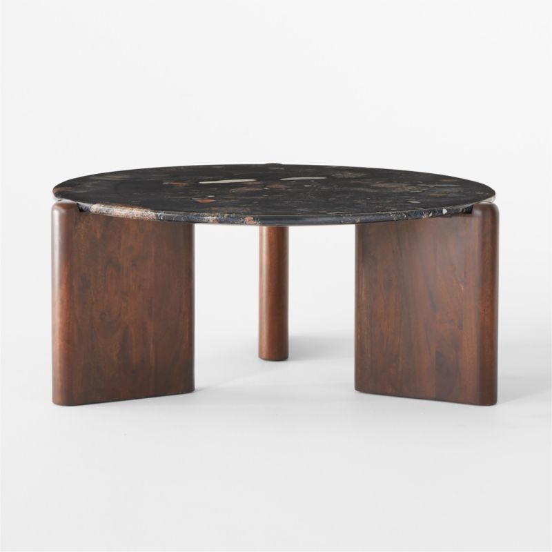 Santoro 37" Round Black Marble Coffee Table - Image 1