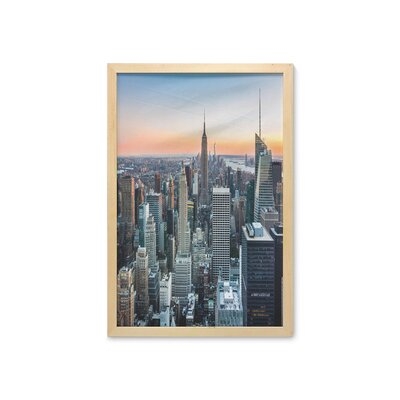 NYC Manhattan Skyline Cityscape Contemporary Sunset Landscape - Picture Frame Photograph Print on Fabric - Image 0