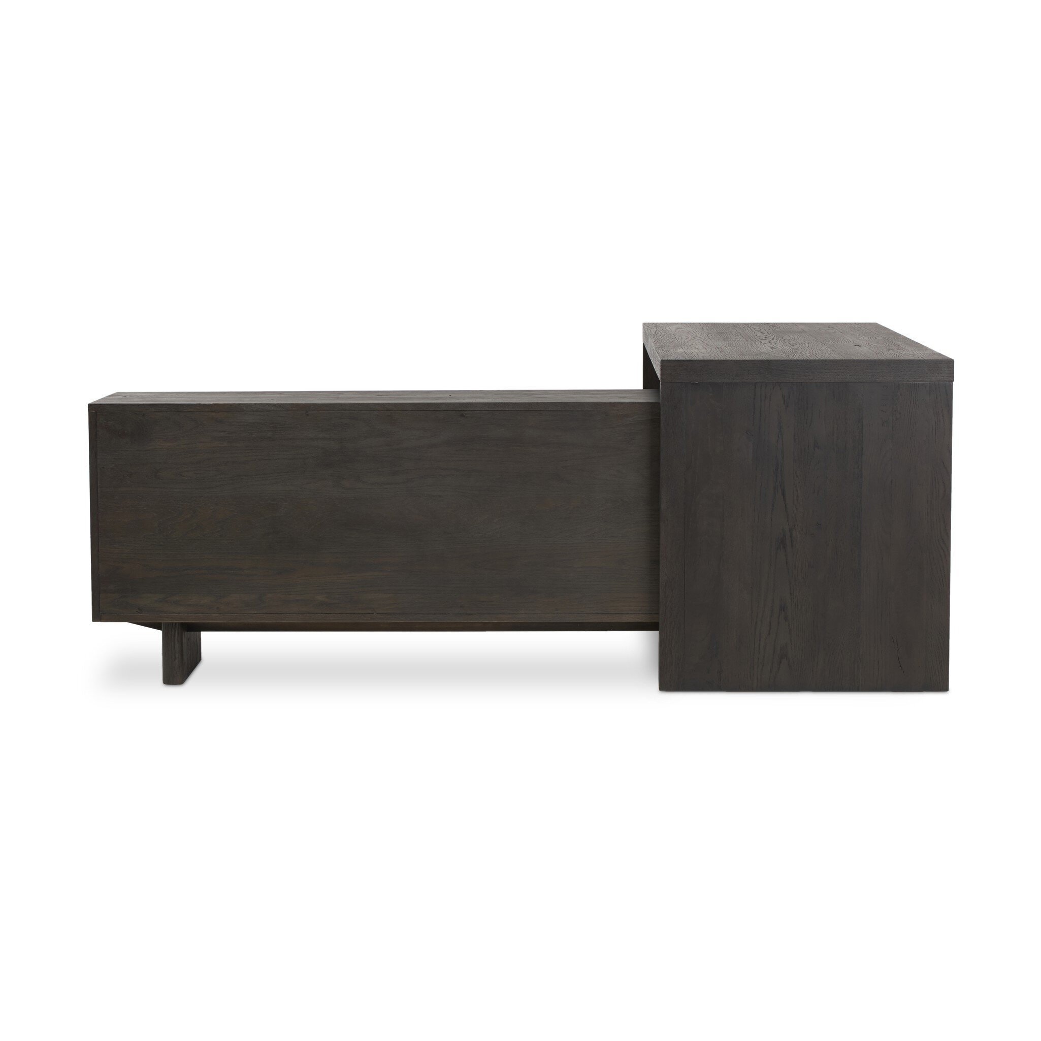 Posada L-Shaped Desk - Worn Black Oak Veneer - Image 4