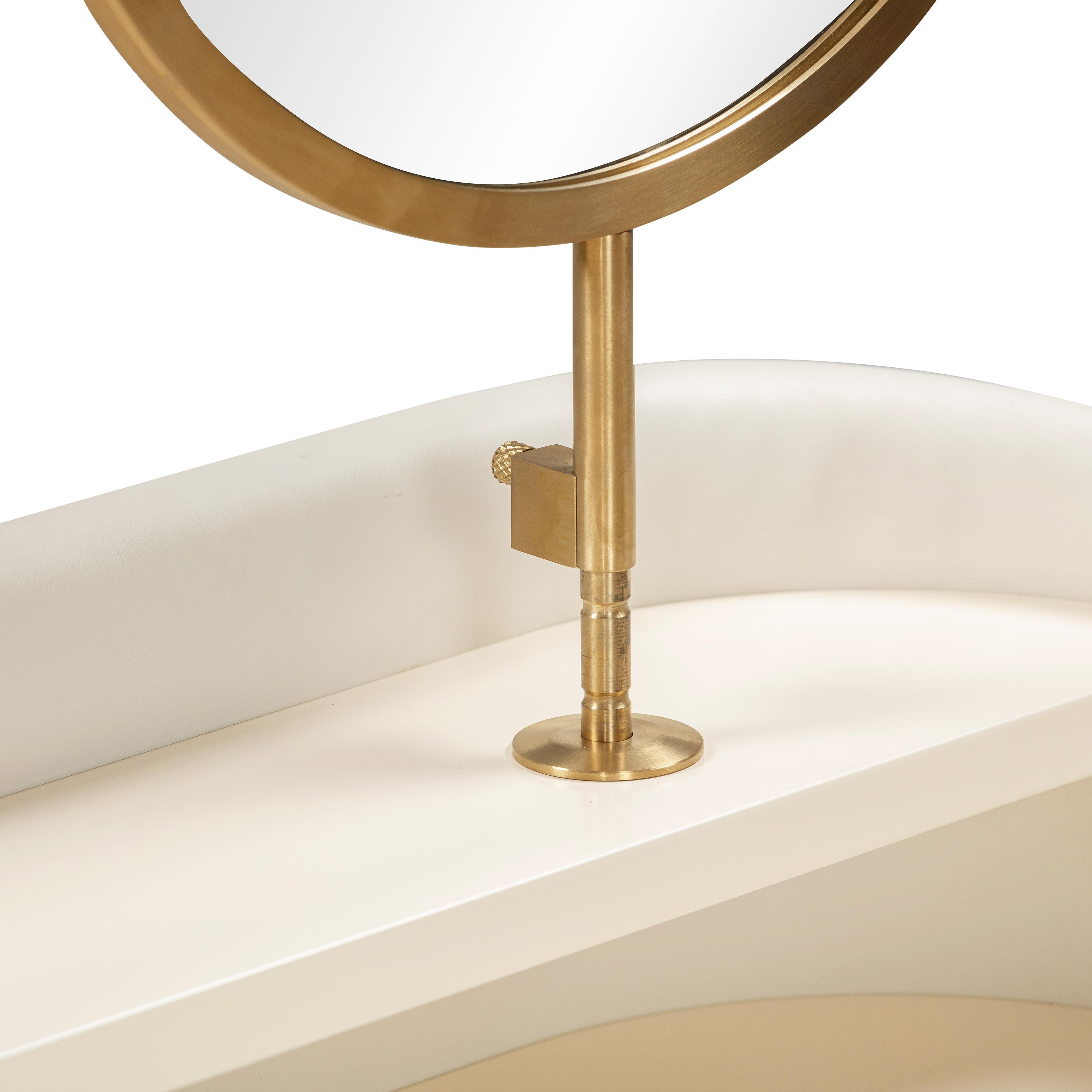 Penelope Cream Vegan Leather Wrapped Vanity Desk - Image 4