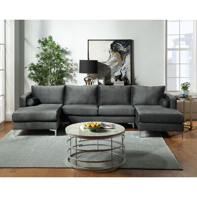 Emeli 124" Velvet Symmetrical Sofa & Chaise - Image 0