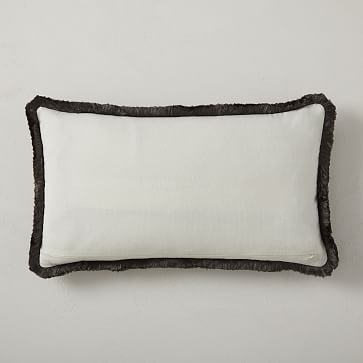Marble Fringe Pillow Cover, 12"x21", Pewter - Image 1