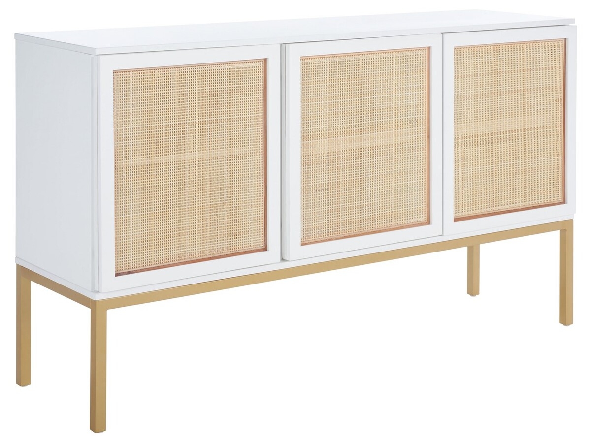 Zadie 2 Shelf Rattan Sideboard - White/Natural  - Safavieh - Image 5