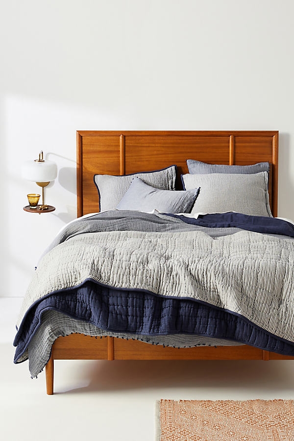 Reversible Airy Gauze Quilt By Anthropologie in Blue Size Q top/bed - Image 0