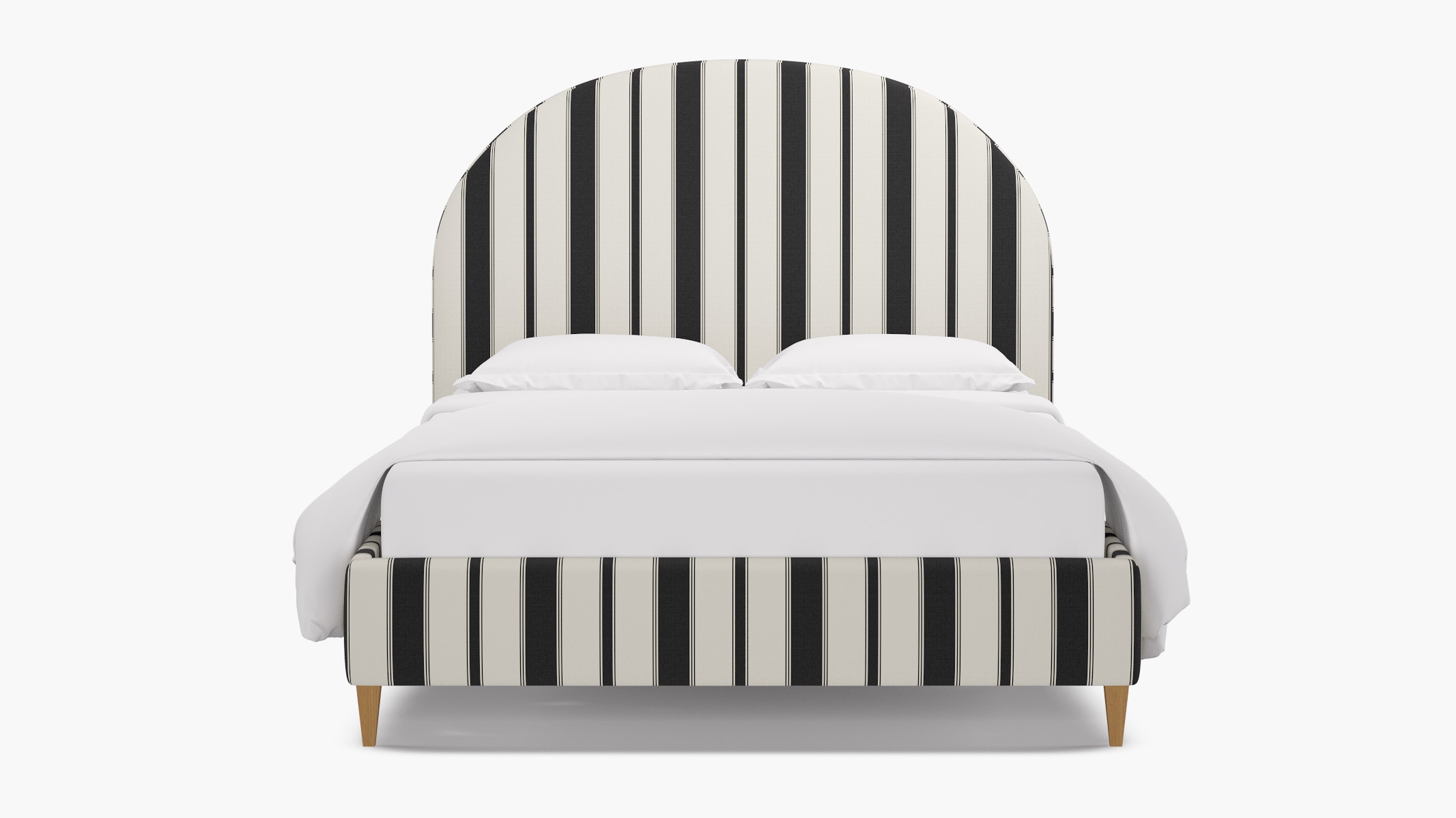 Demilune Bed, Ink Clarence Stripe, Natural Square Tapered Leg, King - Image 0
