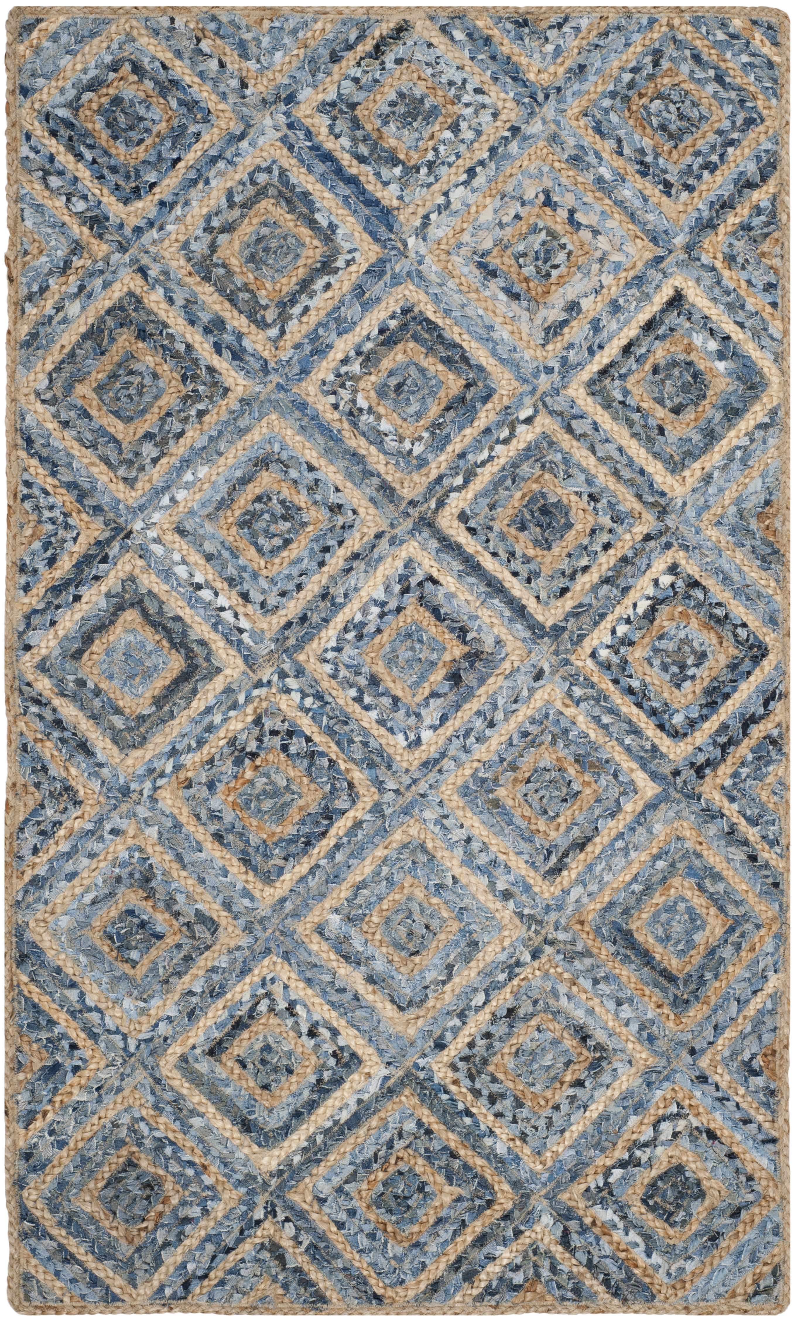 Arlo Home Hand Woven Area Rug, CAP354A, Natural/Blue,  3' X 5' - Image 0