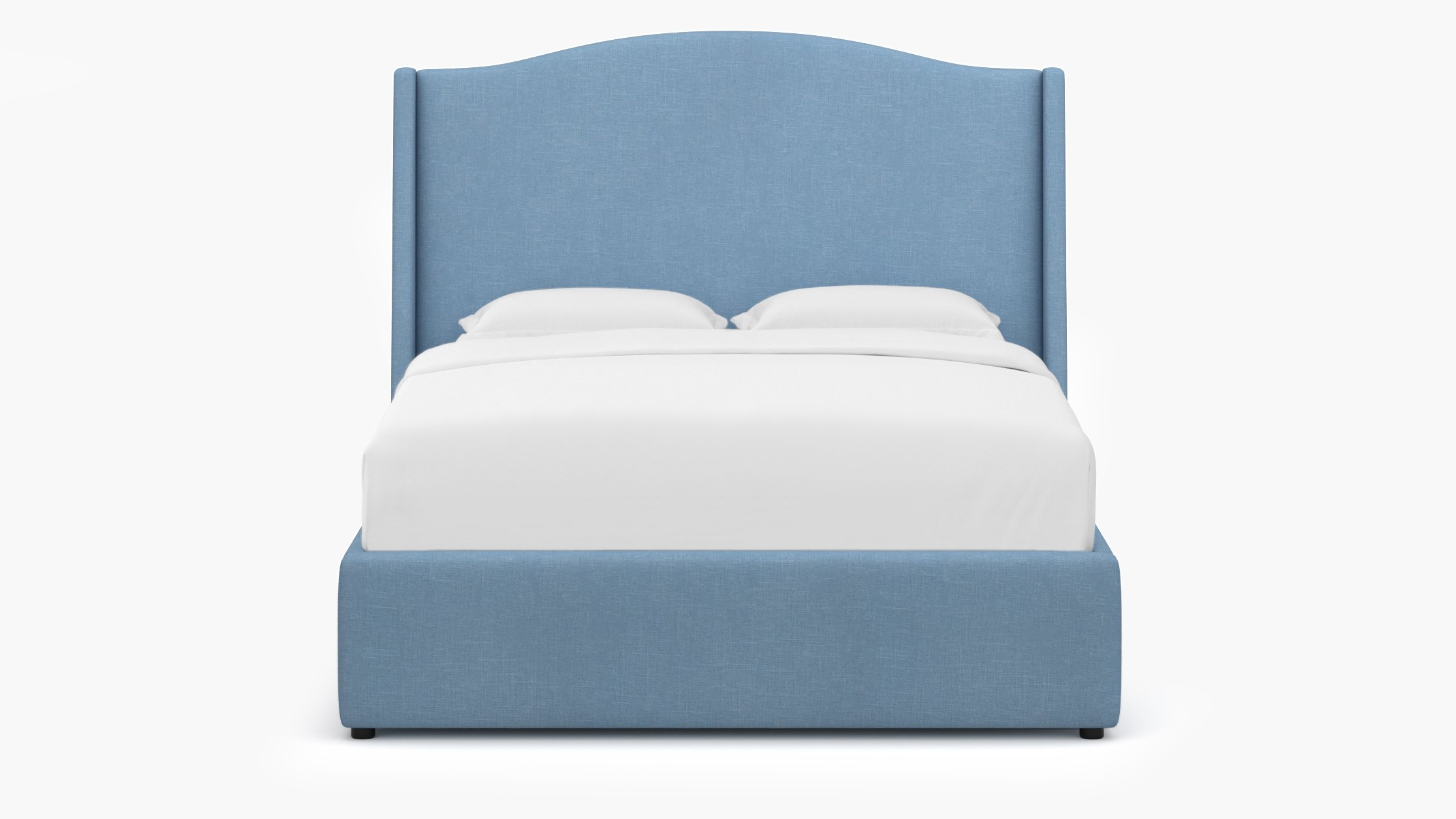 Curved Wingback Bed, French Blue Everyday Linen, Queen - Image 0