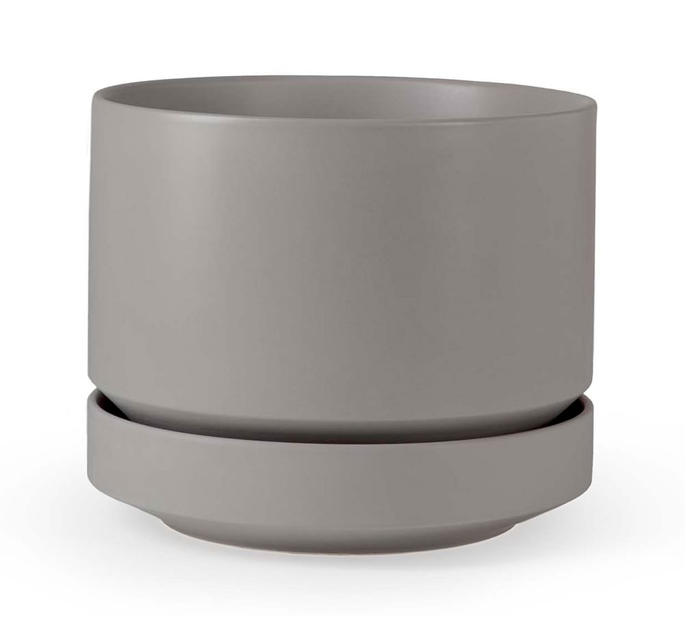 Modern Gray Ceramic Planter, 10" - Image 0