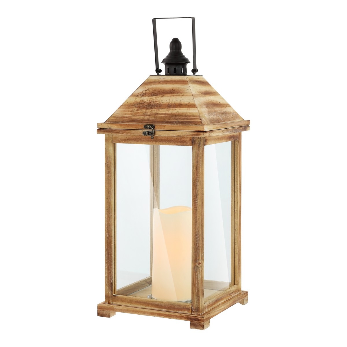 Elida 28.25" Outdoor Lantern - Light Brown - Safavieh - Image 3