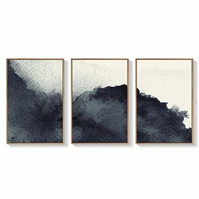 Ivy Bronx Framed Canvas Wall Art For Living Room, Bedroom Abstract Zen Canvas Prints For Home Decoration Ready To Hanging - 24"X36"X3 Panels - Image 0