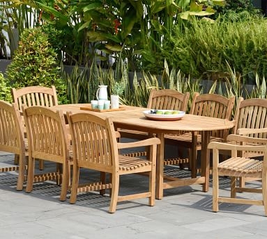 Nassau Extending Teak Oval Outdoor Dining Table, Small 59"-79" - Image 3