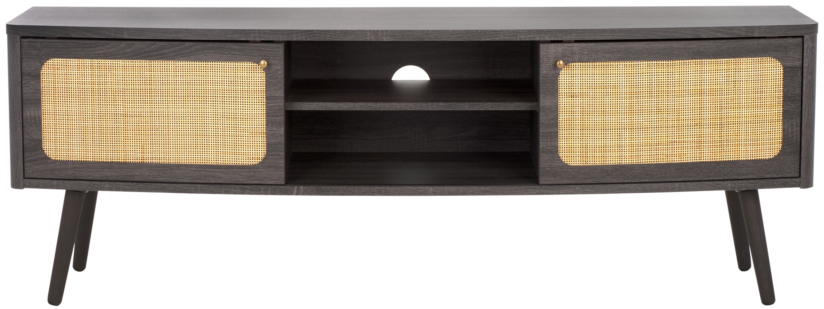 Cielle 2 Door Media Stand - Distressed Black / Natural - Safavieh - Image 0