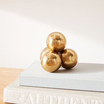 Stacked Spheres Polished Brass Object - Image 0