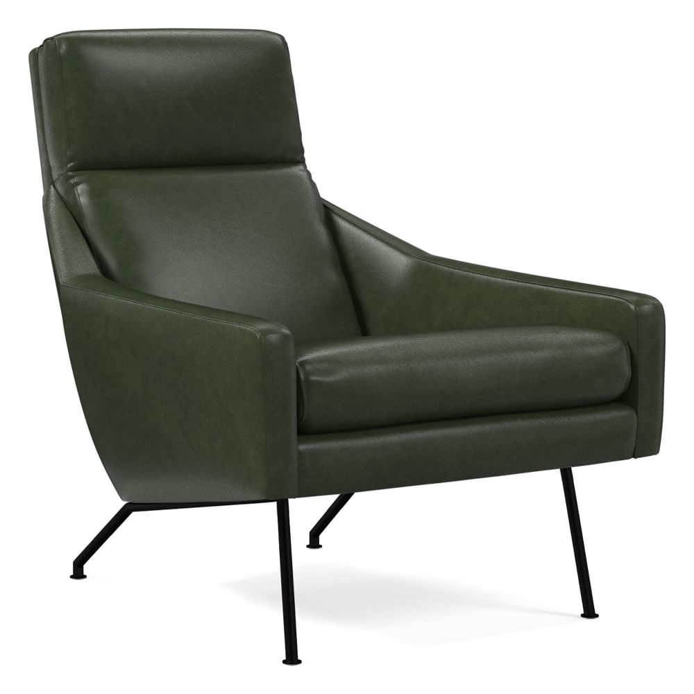 Austin Stationary Chair, Poly, Halo Leather, Banker, Dark Pewter - Image 0