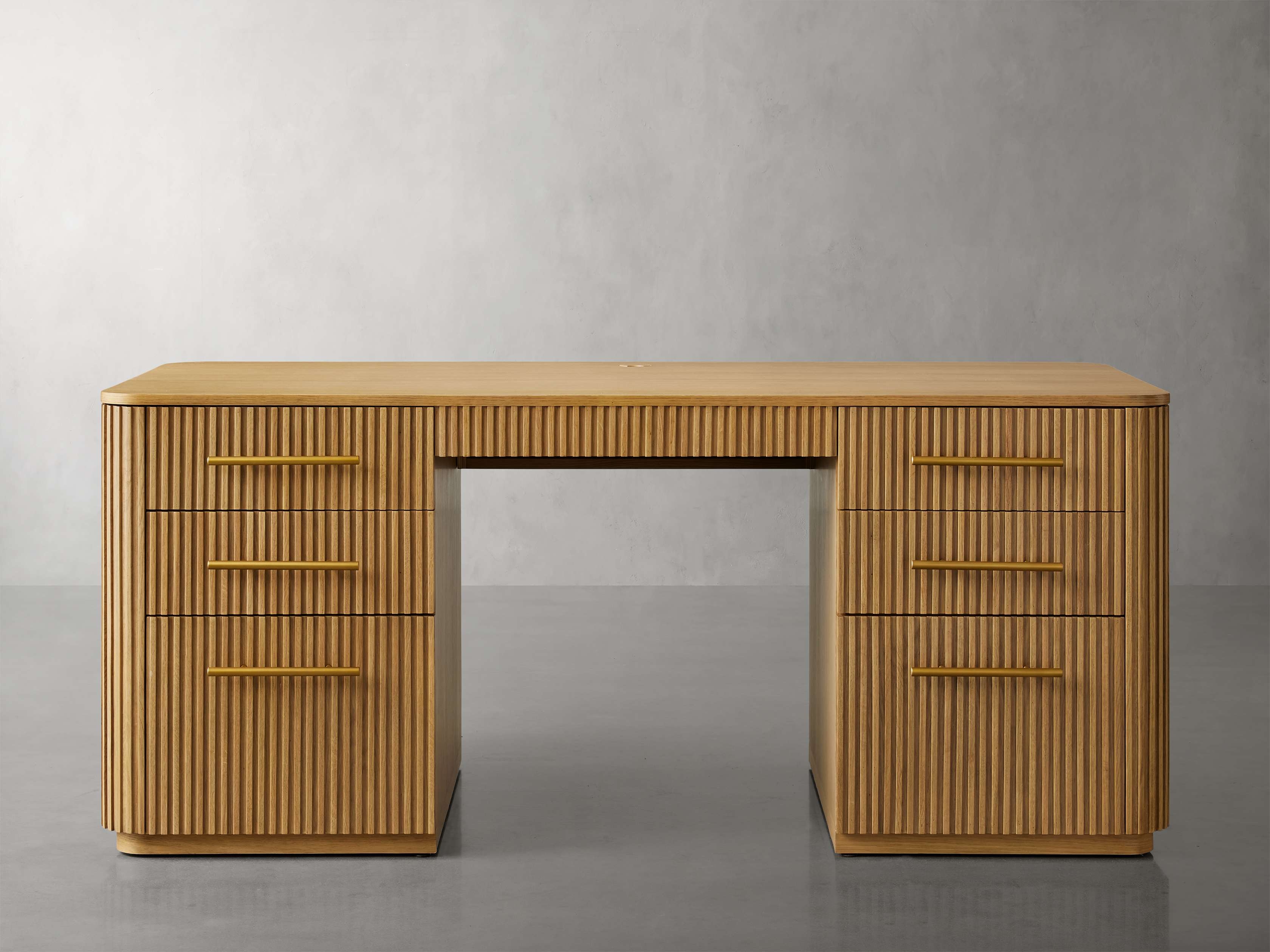 Finnley Executive Desk Wood in Natural  Honey - Image 0