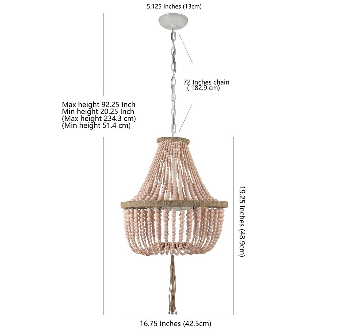Lush Kristi Beads Pendant Lamp - Blush - Safavieh - Image 3