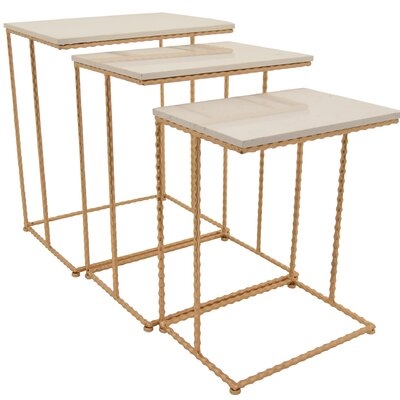 Three Hands Metal Plant Stand In Gold Metal 20In L X 15In W X 24In H - Image 0