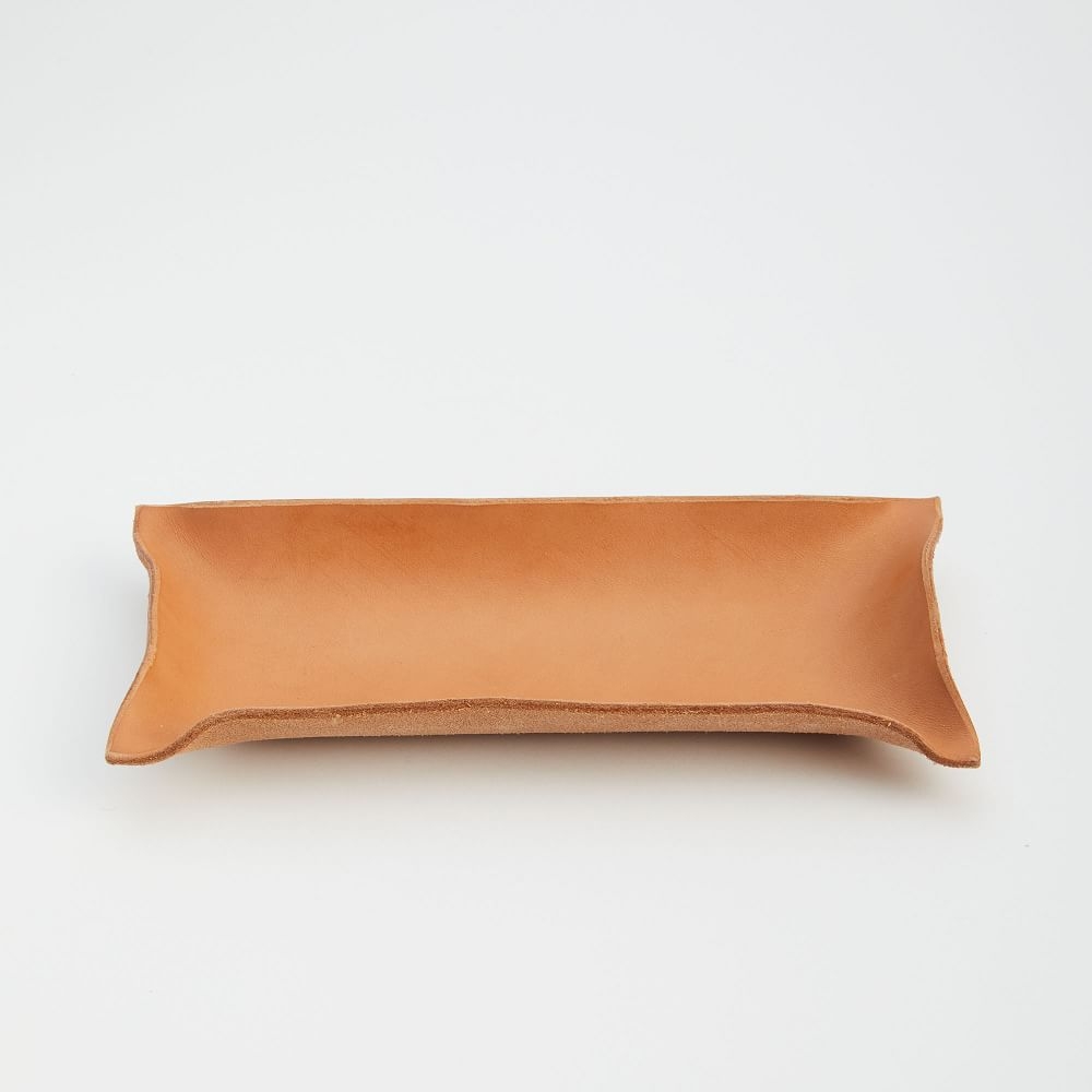 Made Solid Hand-Shaped Leather Tray, 4.5"x9" - Image 0