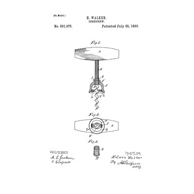 Corkscrew Patent 4 by Graffitee Studios - Wrapped Canvas Graphic Art Print - Image 0