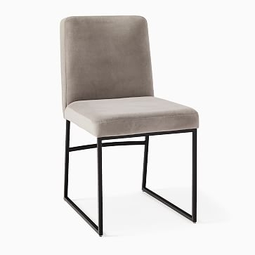 Range Side Chair, Performance Velvet, Silver, Dark Bronze - Image 1