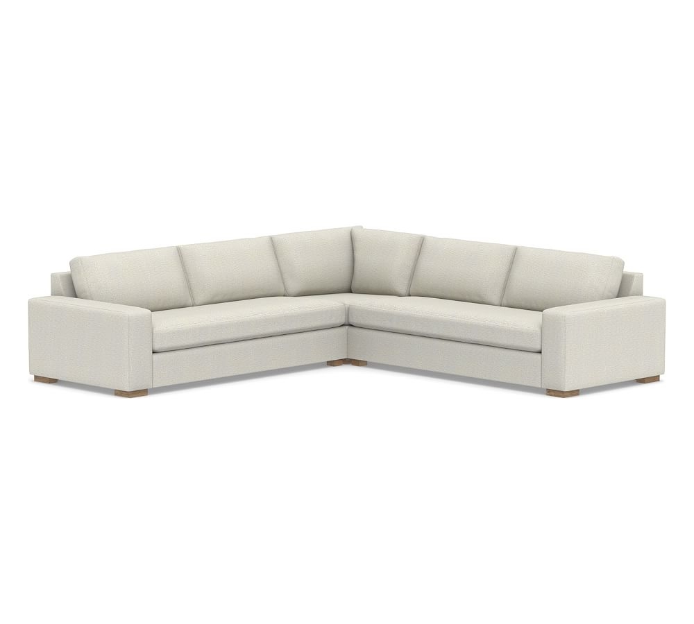 Fulton Upholstered 3-Piece L-Shaped Wedge Sectional, Polyester Wrapped Cushions, Performance Heathered Basketweave Dove - Image 0