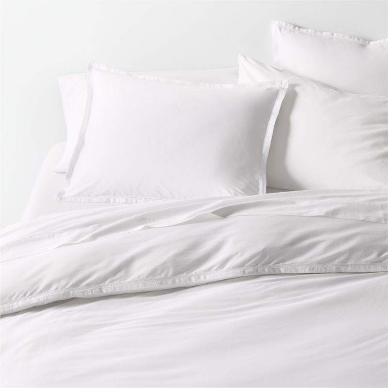 Serene Washed Organic Cotton Sateen White King Pillowcases, Set of 2 - Image 2