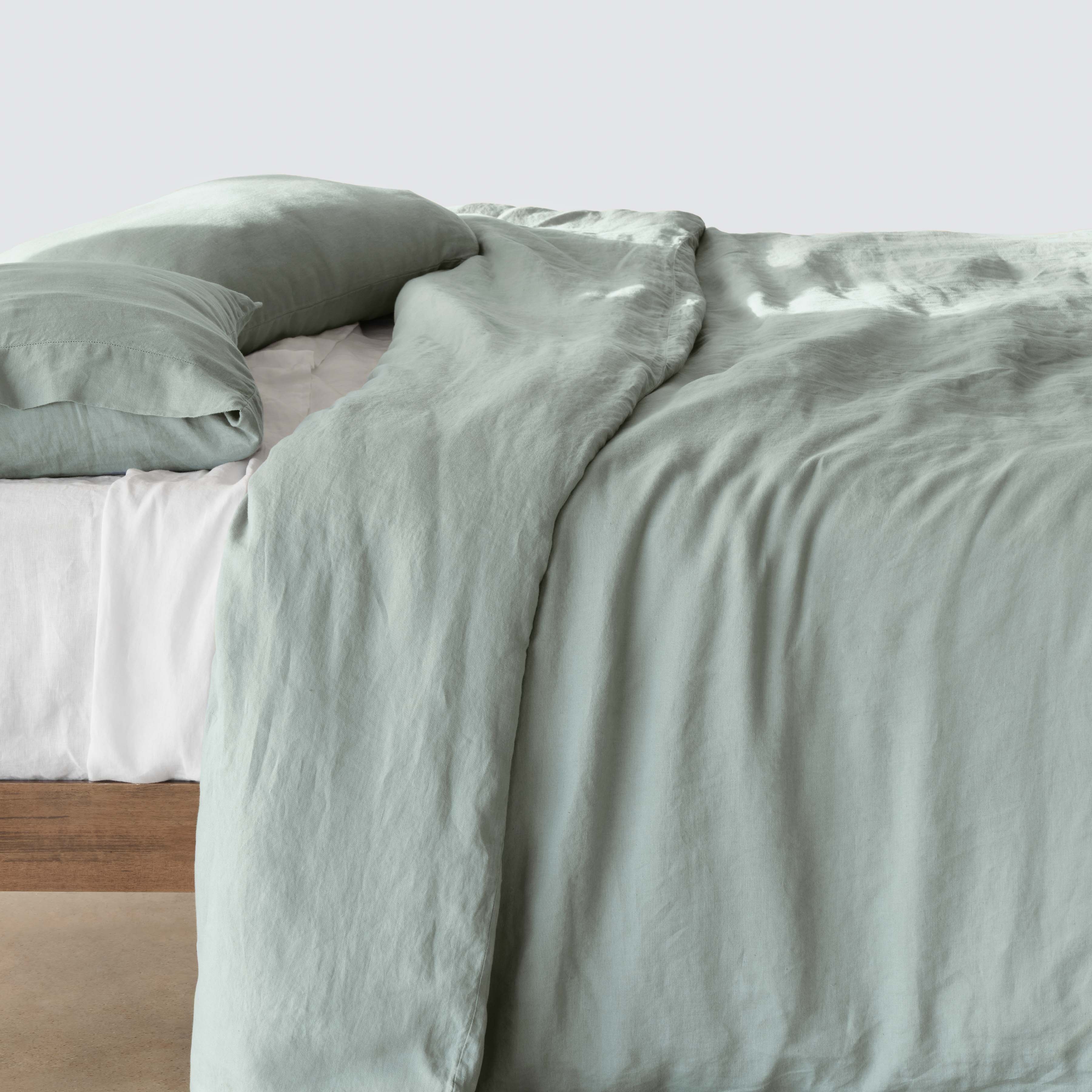 The Citizenry Stonewashed Linen Duvet Cover | King/Cal King | Duvet + Sham Set | Seaglass - Image 0