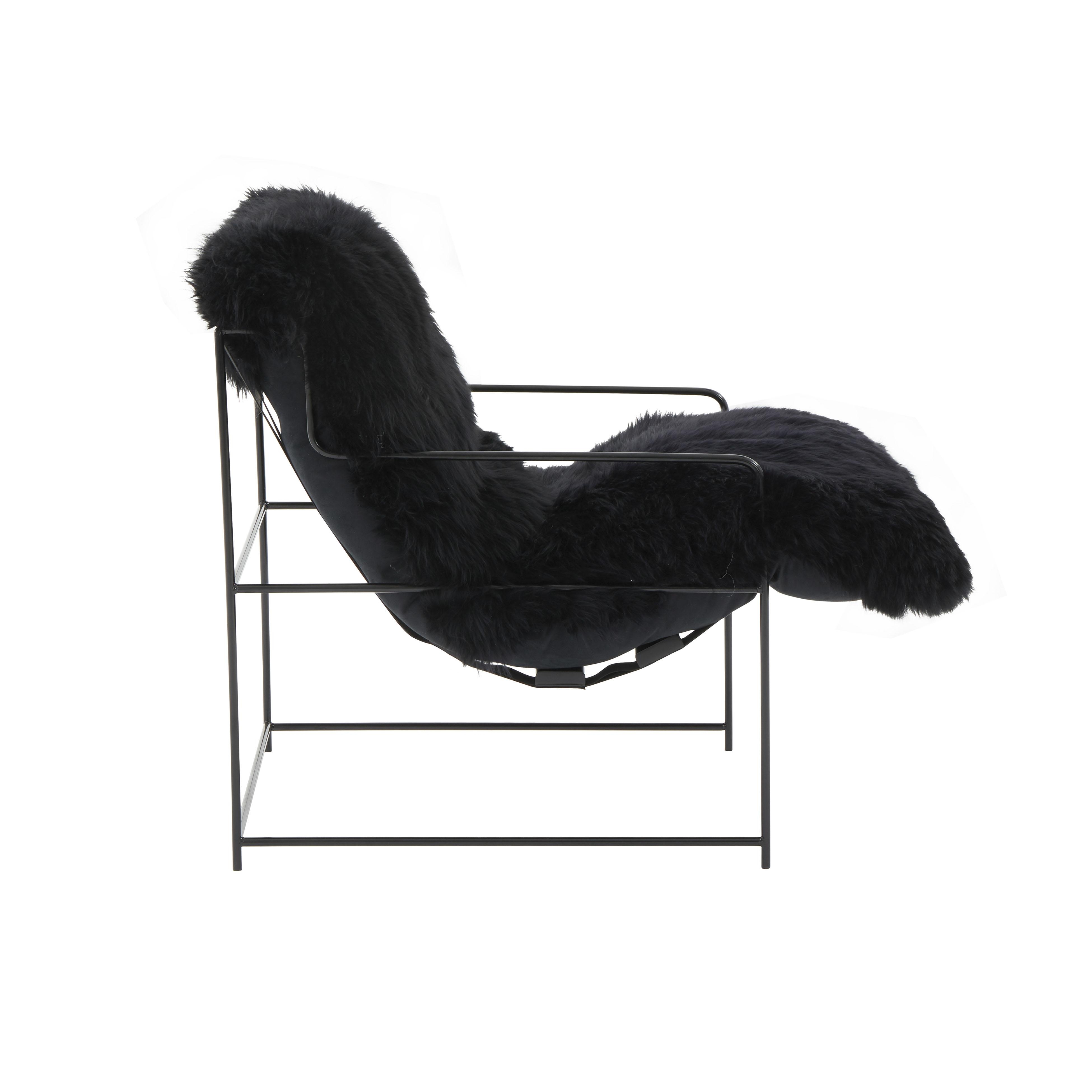 Kimi Black Genuine Sheepskin Chair - Image 3