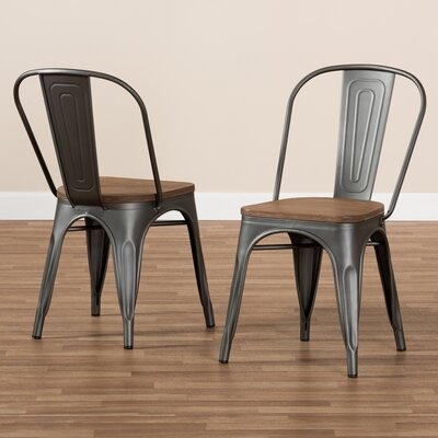 Lassiter Slat Back Stacking Side Chair in Gray - Image 0