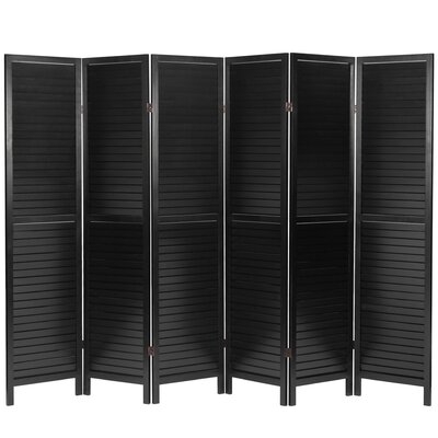 Sybil 6 Ft. Tall Wooden Louvered Room Divider Walnut 3 Panel - Image 0