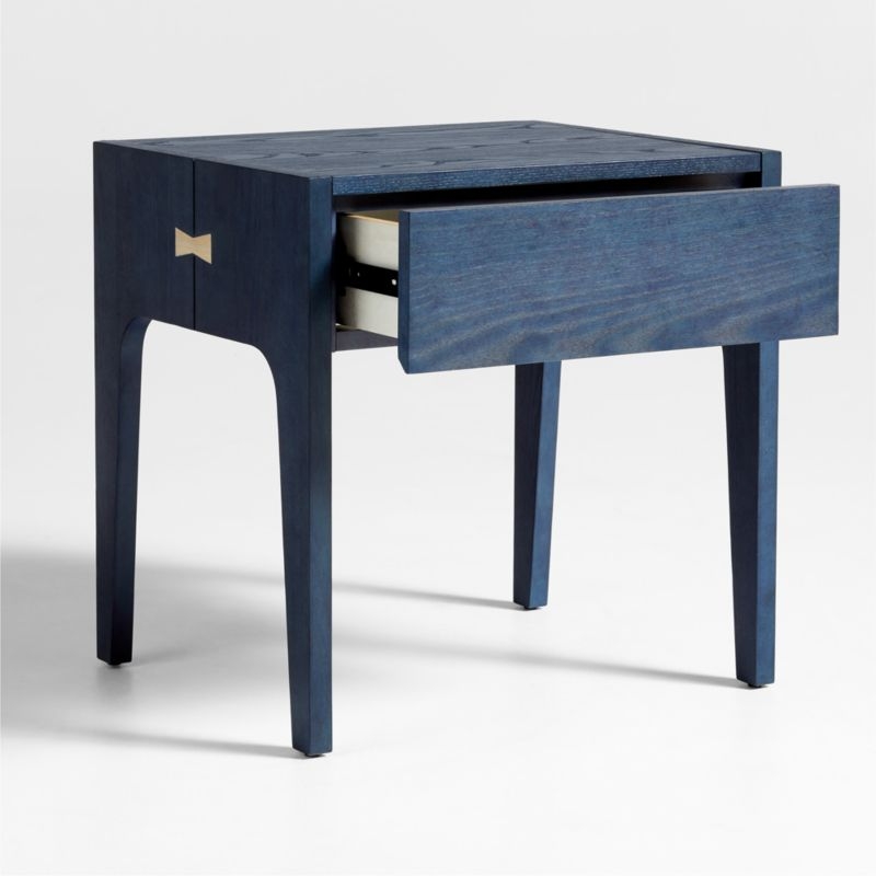 Nova Indigo Dyed Ash Wood Kids Nightstand with Drawer - Image 2
