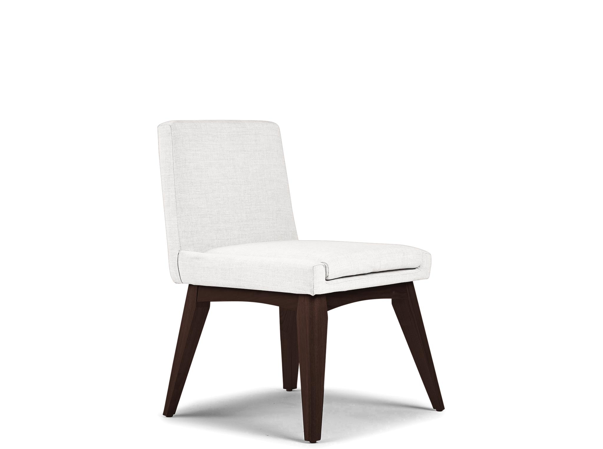 Gray Spencer Mid Century Modern Dining Chair - Sunbrella Premier Fog - Walnut - Image 1