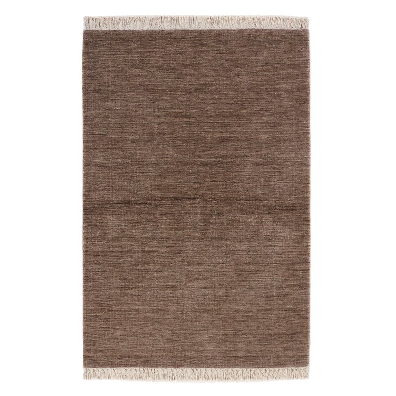 LOOMY Muddy Handwoven Wool/Cotton Brown/White Area Rug - Image 0