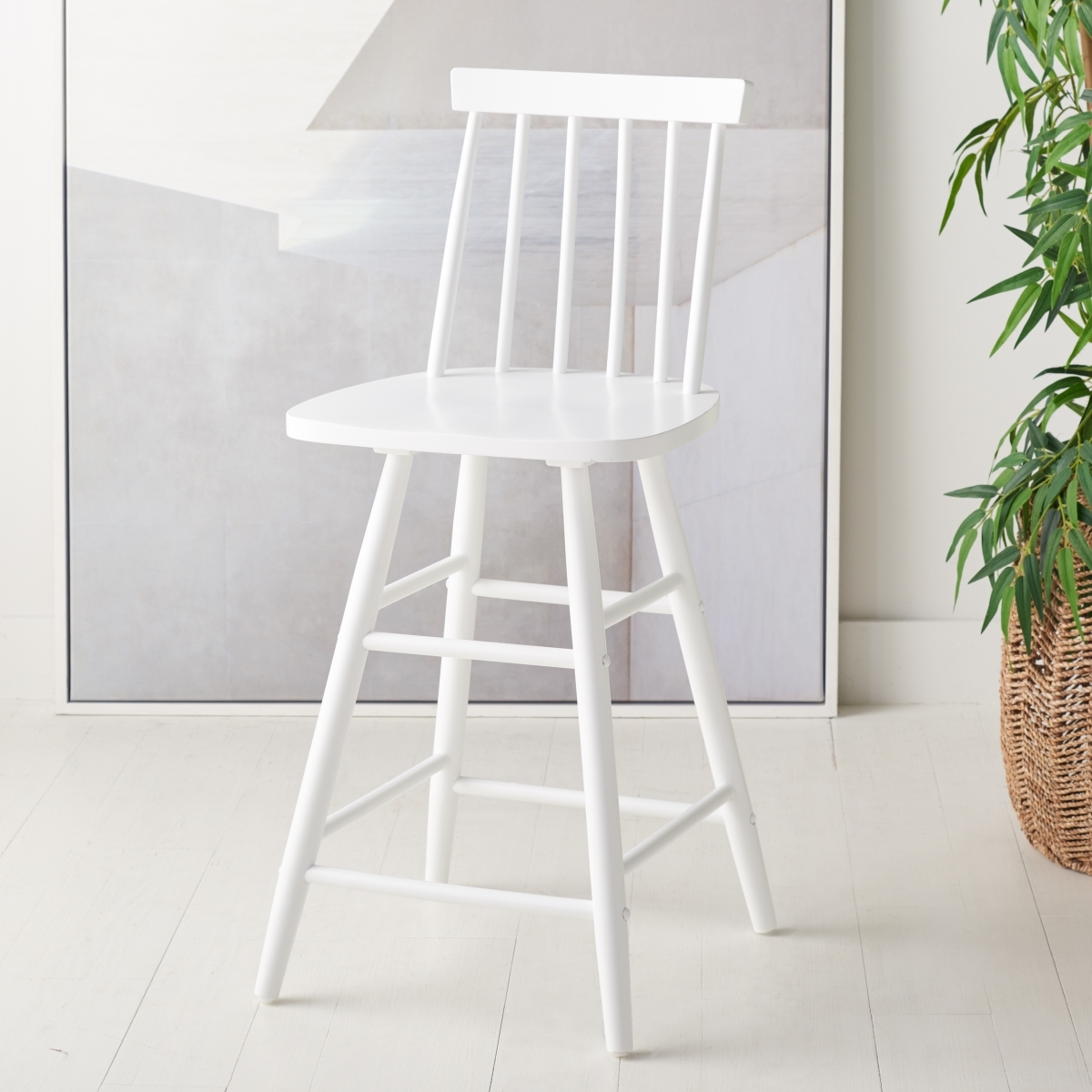 May Wood Counter Stool - White - Safavieh - Image 7