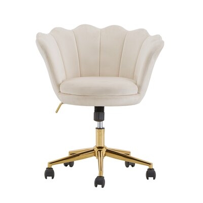 Sanhedrin Gold Finish Velvet Seashell Shaped Office Chair - Image 0