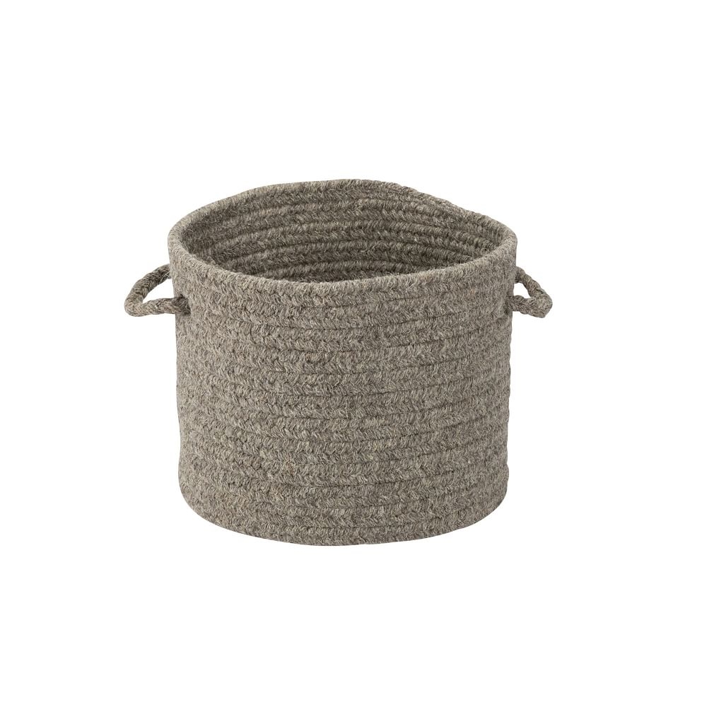 Natural Wool Basket, Dark Gray, Small, 12"D x 10"H - Image 0