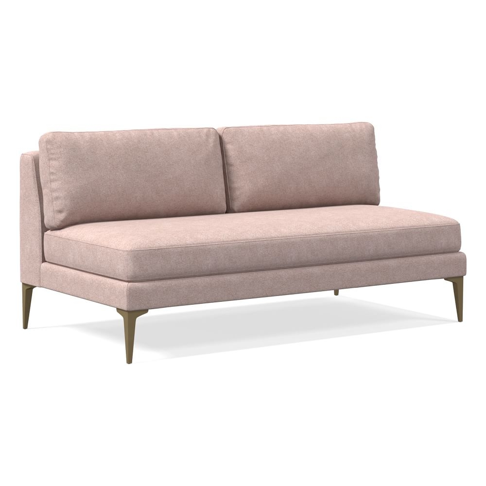 Andes Petite Armless 2 Seater, Poly, Distressed Velvet, Mauve, Blackened Brass - Image 0