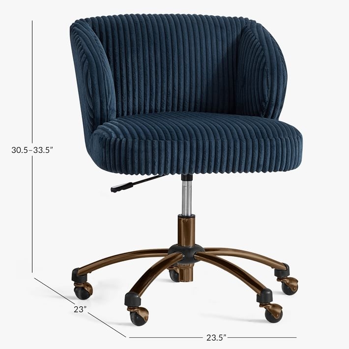 Wingback Swivel Desk Chair, Chamois Midnight - Image 2