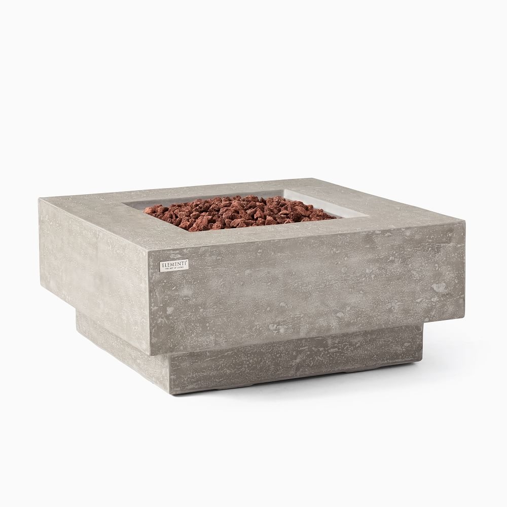 Square Pedestal Fire Pit Table, Gray - Image 0