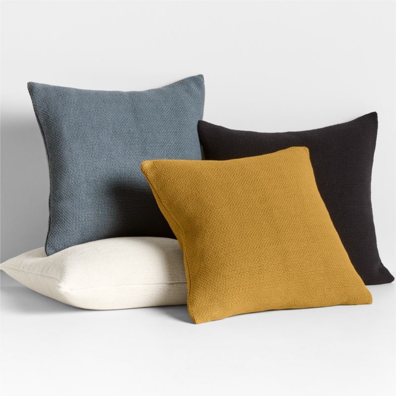 Organic Cotton Basketweave 20x20 Blue Throw Pillow Cover - Image 2