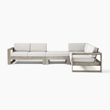 Portside 4 Pc Sectional Set 14: L-Shaped 4 Piece Ottoman Sectional, Driftwood - Image 3