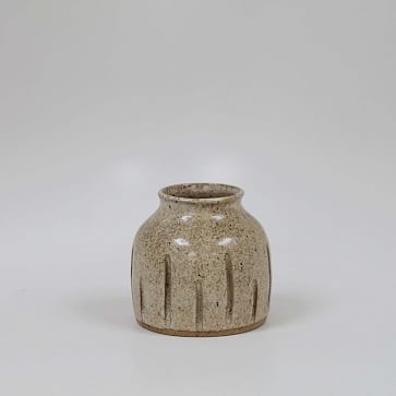 Carved Bud Vase, Stoneware, White - Image 3