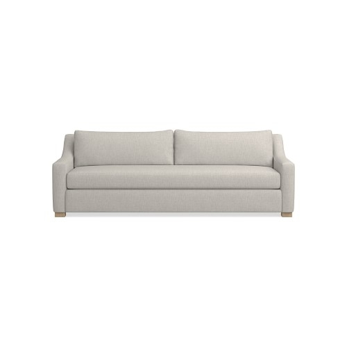 Ghent Slope Arm 96 Sofa, Down Cushion, Perennials Performance Melange Weave, Oyster, Natural Leg - Image 0