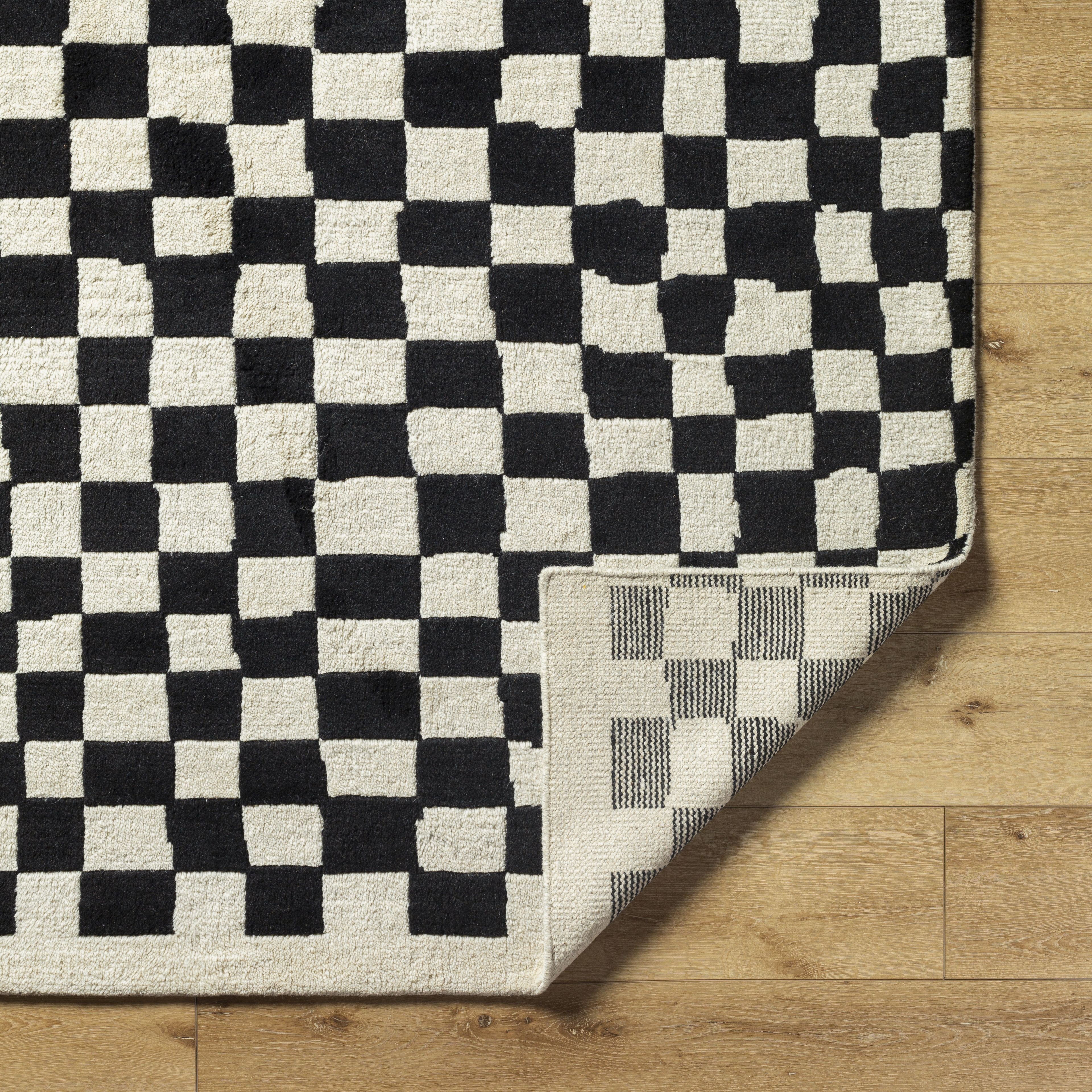 Damier Black Indoor 2' x 3' Handmade Rug - Image 4