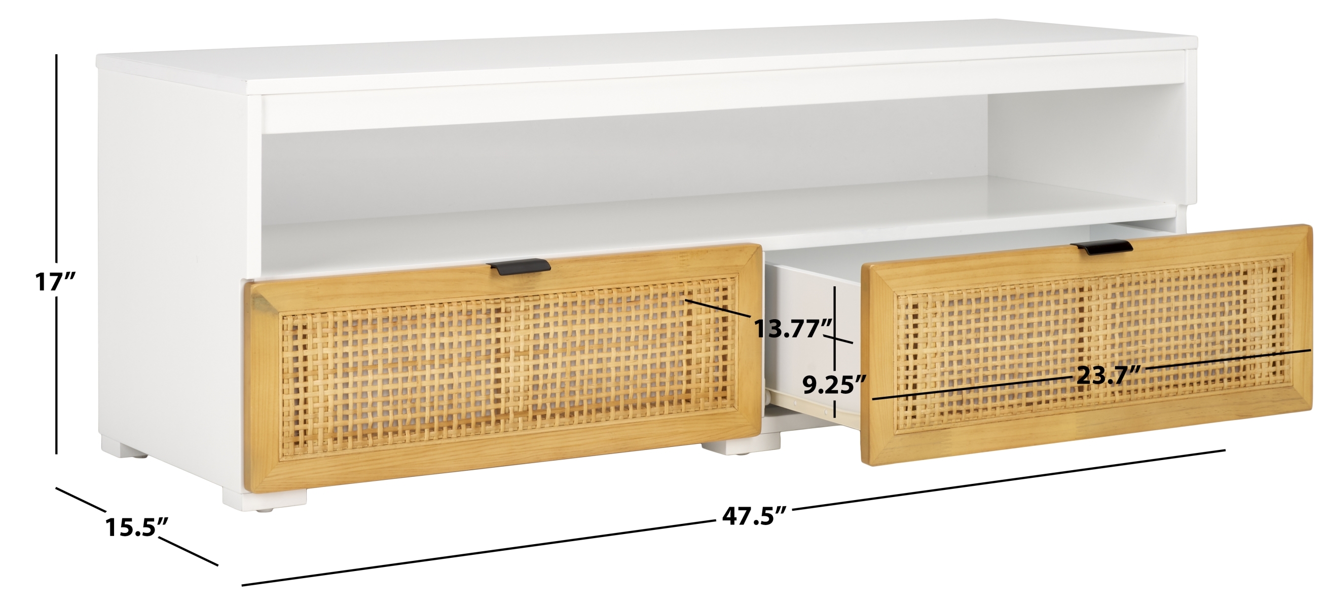 Theon 2 Drawer Media Stand - White / Natural - Safavieh - Image 7