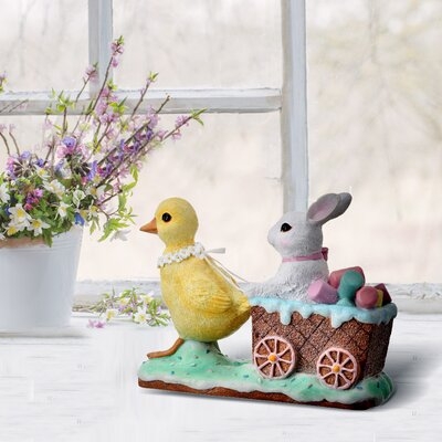 Resin Duckling Pulling Easter Cart 7.25" - Image 0