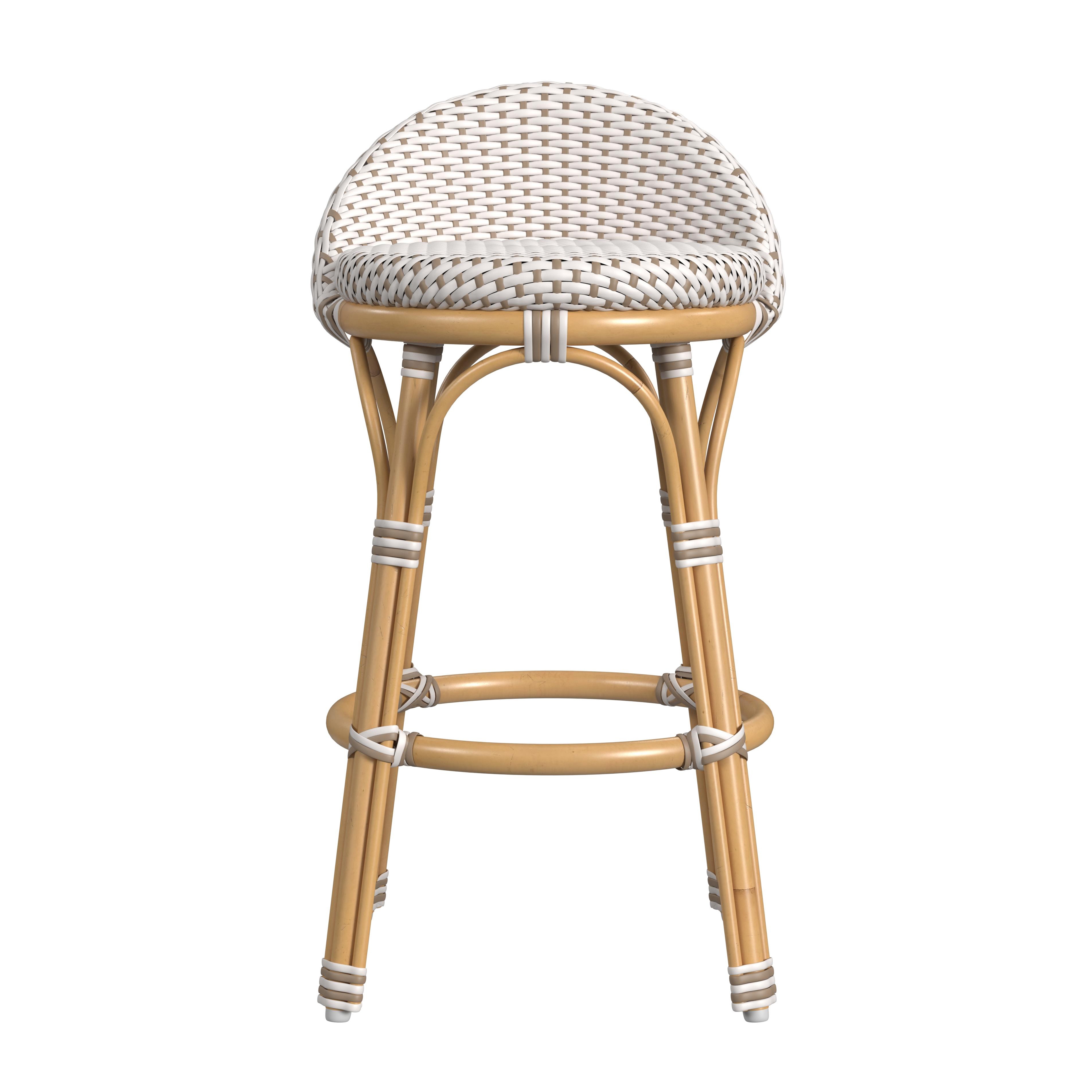 Tobias Beige and White Outdoor Low Back Counter stool - Image 2